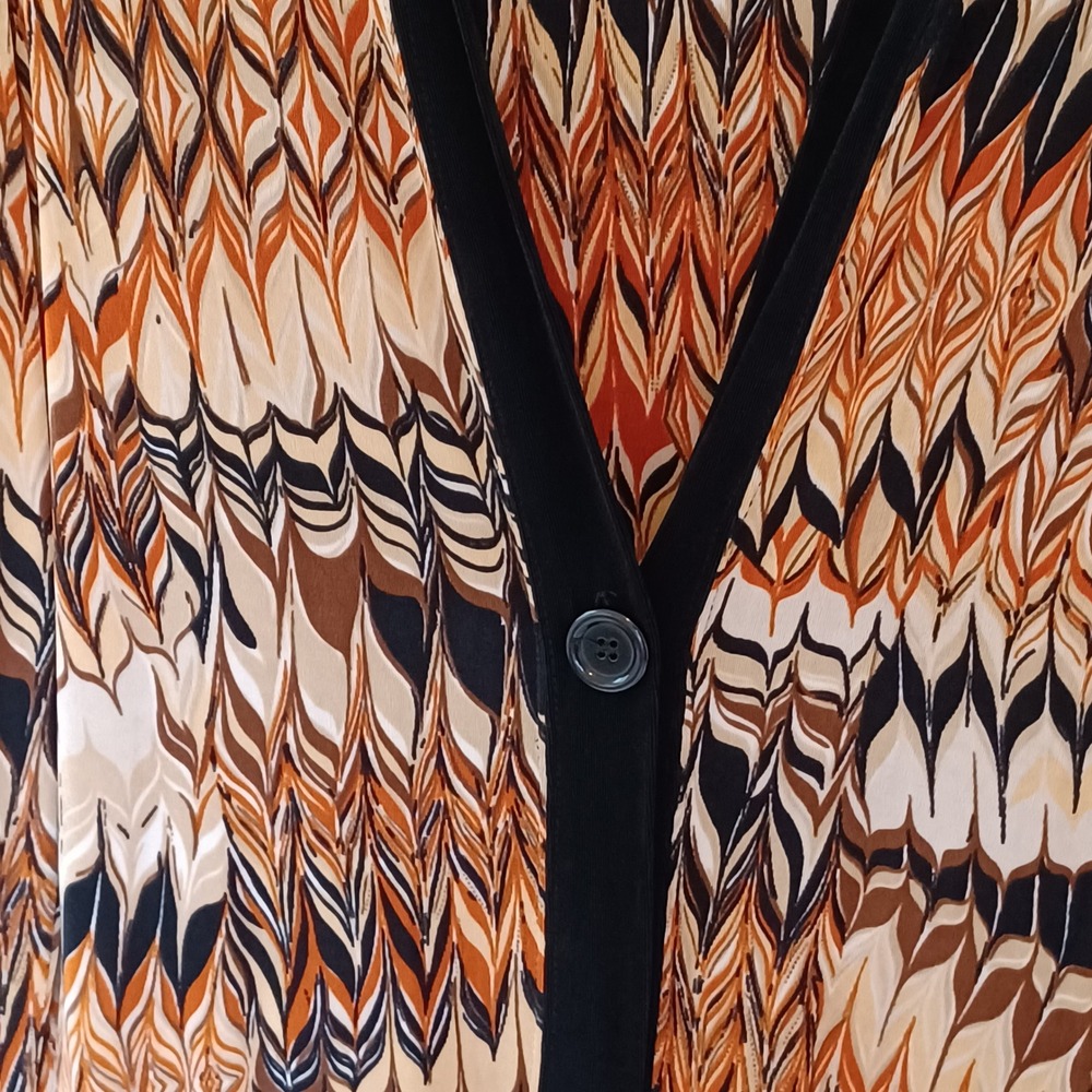The Travel Collection Cardigan & Shell Set Orange Brwn Abstract Print Petite M/S - Picture 5 of 11